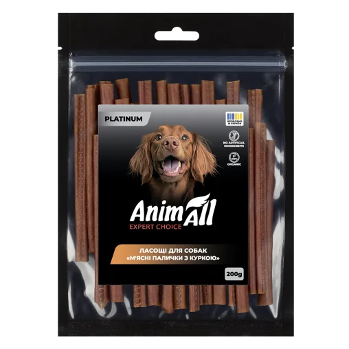 AnimAll Platinum Snack Dog Treats Meat Sticks for Dogs, with Chicken, 200 g