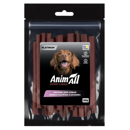 AnimAll Platinum Snack Dog Treats Meat Sticks for Dogs, with Duck, 100 g