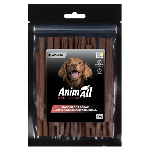 AnimAll Platinum Snack Dog Treats Meat Sticks for Dogs, with Beef, 100 g