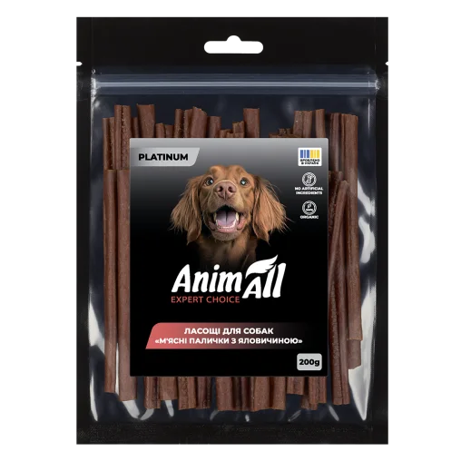AnimAll Platinum Snack Dog Treats Meat Sticks for Dogs, with Beef, 200 g