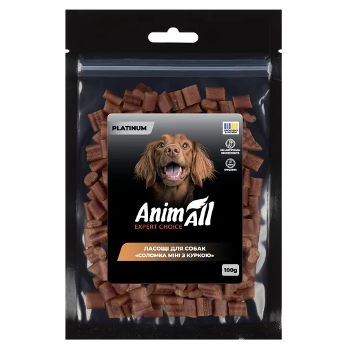 Ласощі AnimAll Platinum Snack Dog Мʼясна міні соломка для собак, з куркою, 100 г