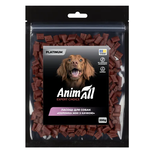 AnimAll Platinum Snack Dog Treats Mini Meat Strips for Dogs, with Duck, 200 g