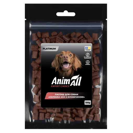 AnimAll Platinum Snack Dog Treats Mini Meat Strips for Dogs, with Beef, 100 g