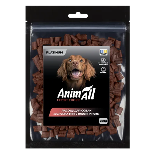 AnimAll Platinum Snack Dog Treats Mini Meat Strips for Dogs, with Beef, 200 g