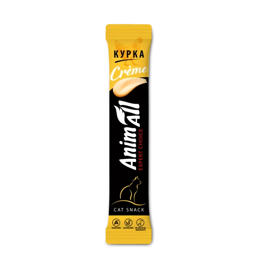 Ласощі AnimAll Сrème для котів, зі смаком курки, 6×15 г