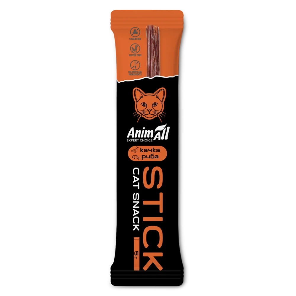 AnimAll жувальні ласощі для дорослих котів з качкою та рибою, 5г