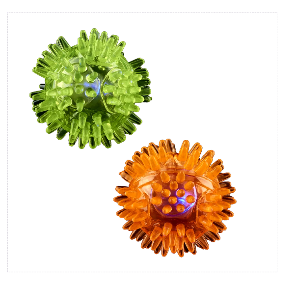 Набір іграшок AnimAll CrazZzy колючі мʼячики для котів, колір помаранчевий | зелений, 5 см