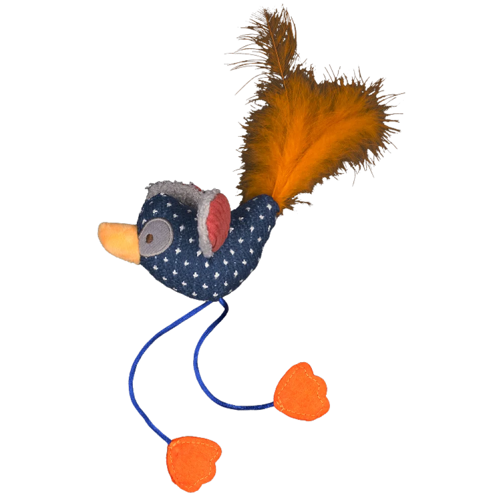 AnimAll Fun Soft Toy Bird with Feathers for Cats, polyester material, 16 cm