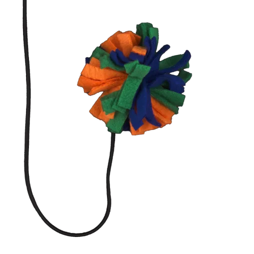 Іграшка-вудочка AnimAll Помпон з дзвіночком для котів, різнокольорова, матеріал поліестр, 40 см