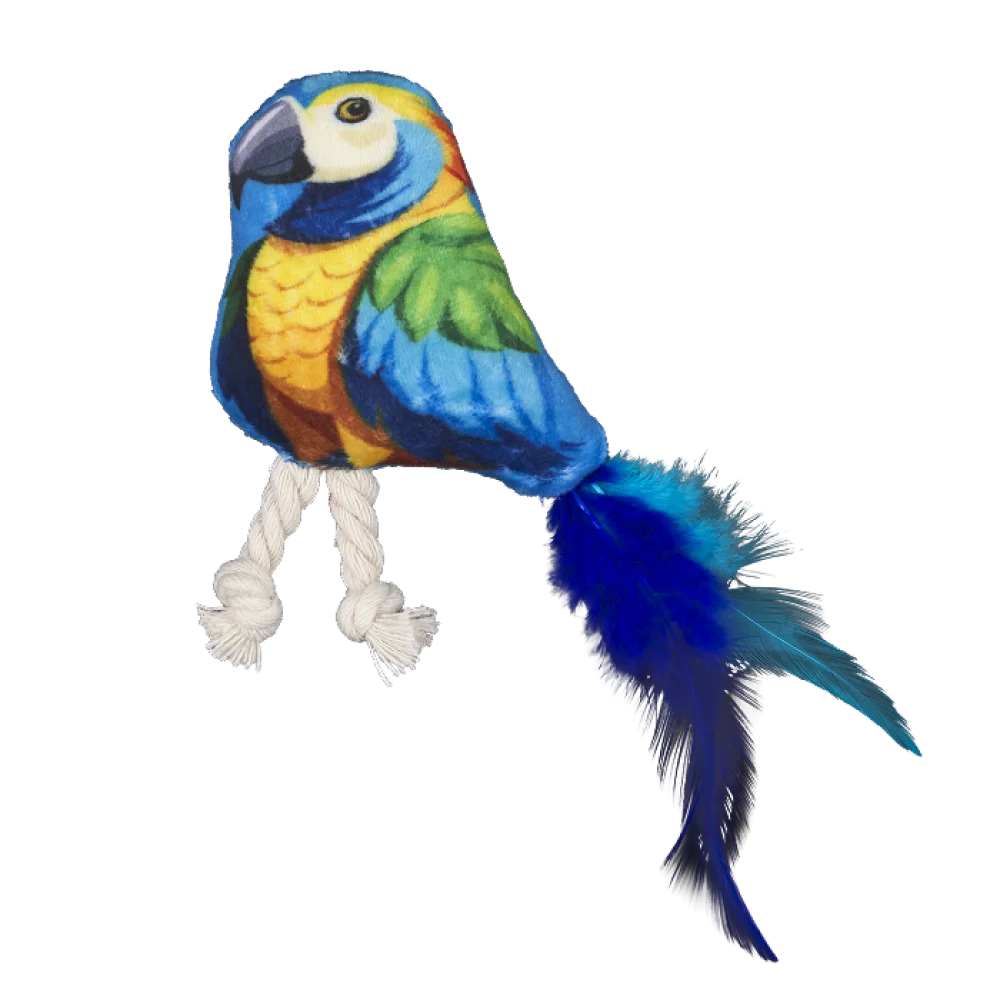 Іграшка мʼяка AnimAll Папуга з дзвіночком та ароматом мʼяти для котів, матеріал поліестр, 11 см