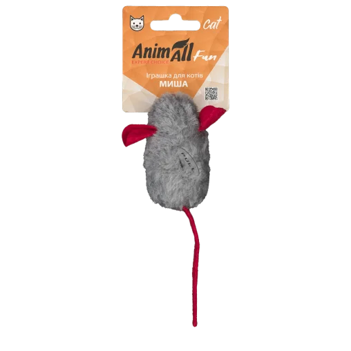 Іграшка мʼяка AnimAll Fun Миша зі звуковим ефектом для котів, матеріал поліестр, 15 см 