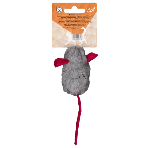 Іграшка мʼяка AnimAll Fun Миша зі звуковим ефектом для котів, матеріал поліестр, 15 см 