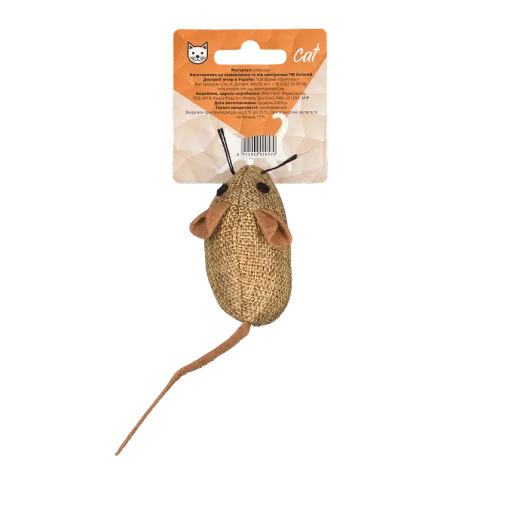 Іграшка мʼяка AnimAll Fun Мишка з дзвіночком для котів, матеріал поліестр, 15 см 