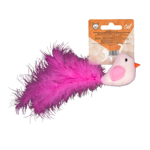 Іграшка мʼяка AnimAll Fun Флінт з пірʼям для котів, матеріал поліестр, 15 см 