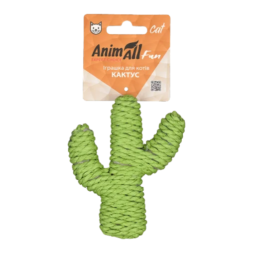 Іграшка AnimAll Fun Кактус для котів, матеріал сизаль, колір зелений, 11 см 