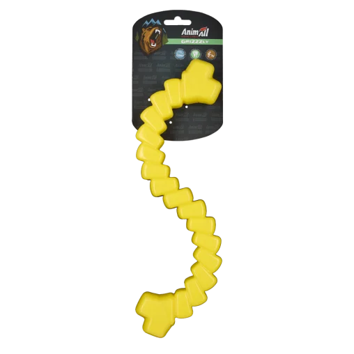AnimAll GrizZzly Toy Motivational Rope with Squeaker for Dogs, Yellow, 33x11.5x3.4 cm