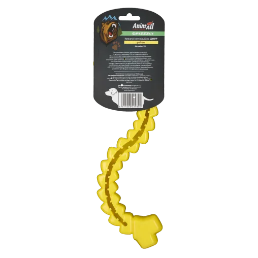 AnimAll GrizZzly Toy Motivational Rope with Squeaker for Dogs, Yellow, 33x11.5x3.4 cm