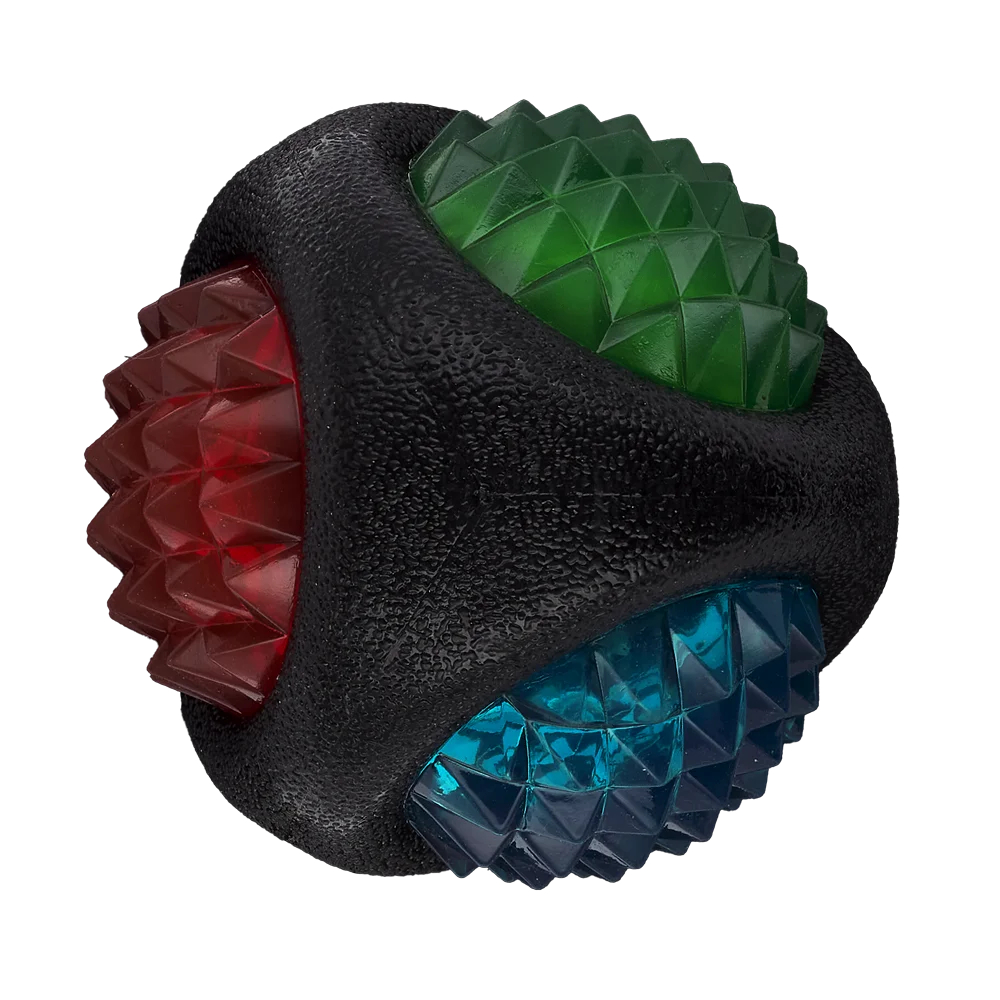 AnimAll GrizZzly LED Spiked Ball for Dogs, Black, 7.7 cm