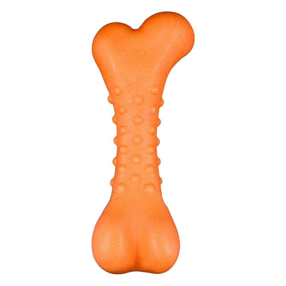 AnimAll GrizZzly Spiked Dog Bone Toy, Orange, 11x4.7x4 cm