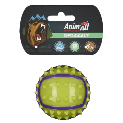AnimAll GrizZzly Spiked Ball for Dogs, Yellow, S 7 cm