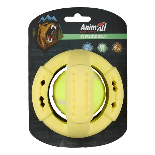 Іграшка AnimAll GrizZzly Тенісний мʼяч кросфіт для собак, колір жовтий, L 11,2 см