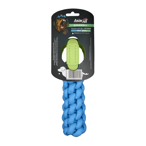 AnimAll GrizZzly CrossFit Rope with Ball for Dogs, Green-Blue, 24x10x6 cm