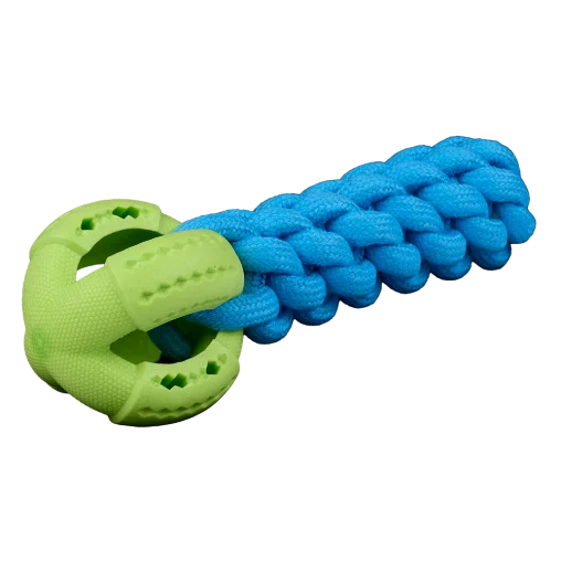 AnimAll GrizZzly CrossFit Rope with Ball for Dogs, Green-Blue, 24x10x6 cm