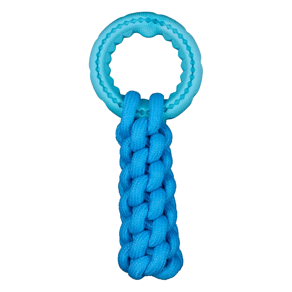 AnimAll GrizZzly CrossFit Rope Toy with Ring for Dogs, Blue, 24x10x6 cm