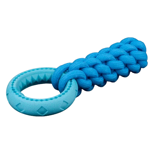 AnimAll GrizZzly CrossFit Rope Toy with Ring for Dogs, Blue, 24x10x6 cm