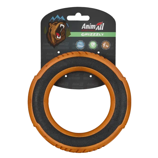 AnimAll GrizZzly Super CrossFit Ring for Dogs, Orange, S 15x15x2.2 cm