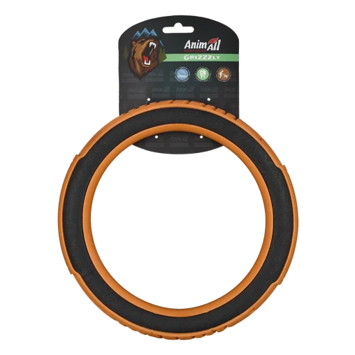 AnimAll GrizZzly Super CrossFit Ring for Dogs, Orange, L 24x24x3.25 cm