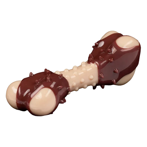 AnimAll GrizZzly Spiked Bone Toy with Meat Flavor for Dogs, Brown, S 11,7х4,7х4 cm