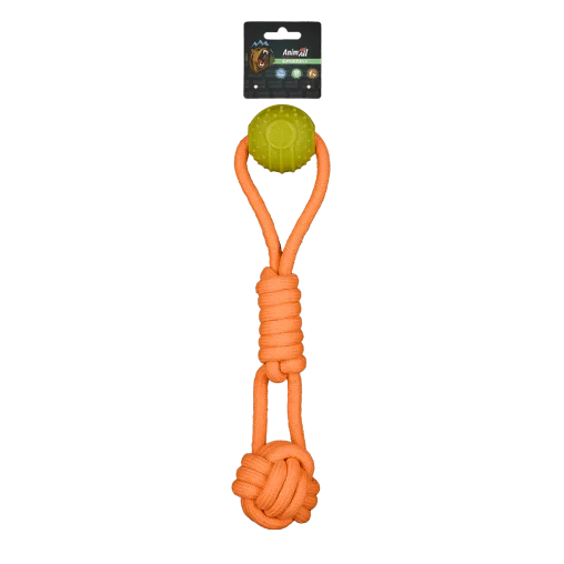 AnimAll GrizZzly CrossFit Rope with Ball for Dogs, Orange, 41x7x7 cm