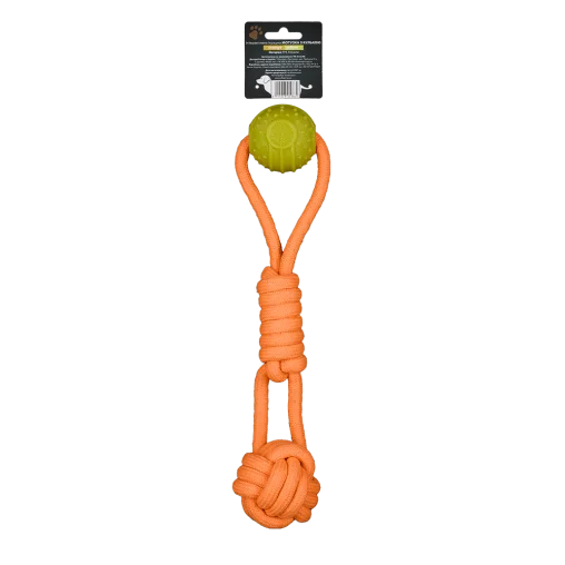AnimAll GrizZzly CrossFit Rope with Ball for Dogs, Orange, 41x7x7 cm