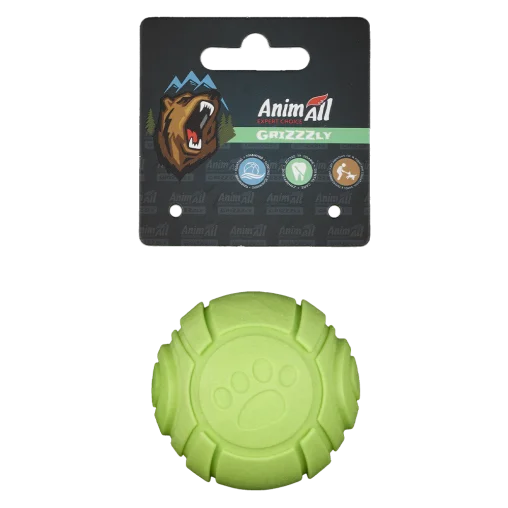 AnimAll GrizZzly Squeaky Ball for Dogs, Apple Scent, Green, 6 cm