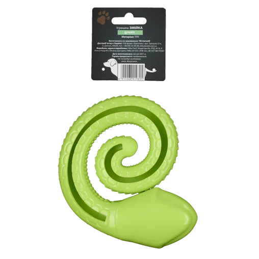 AnimAll GrizZzly Squeaky Snake Dog Toy, Green, 18.4x15x5.6 cm