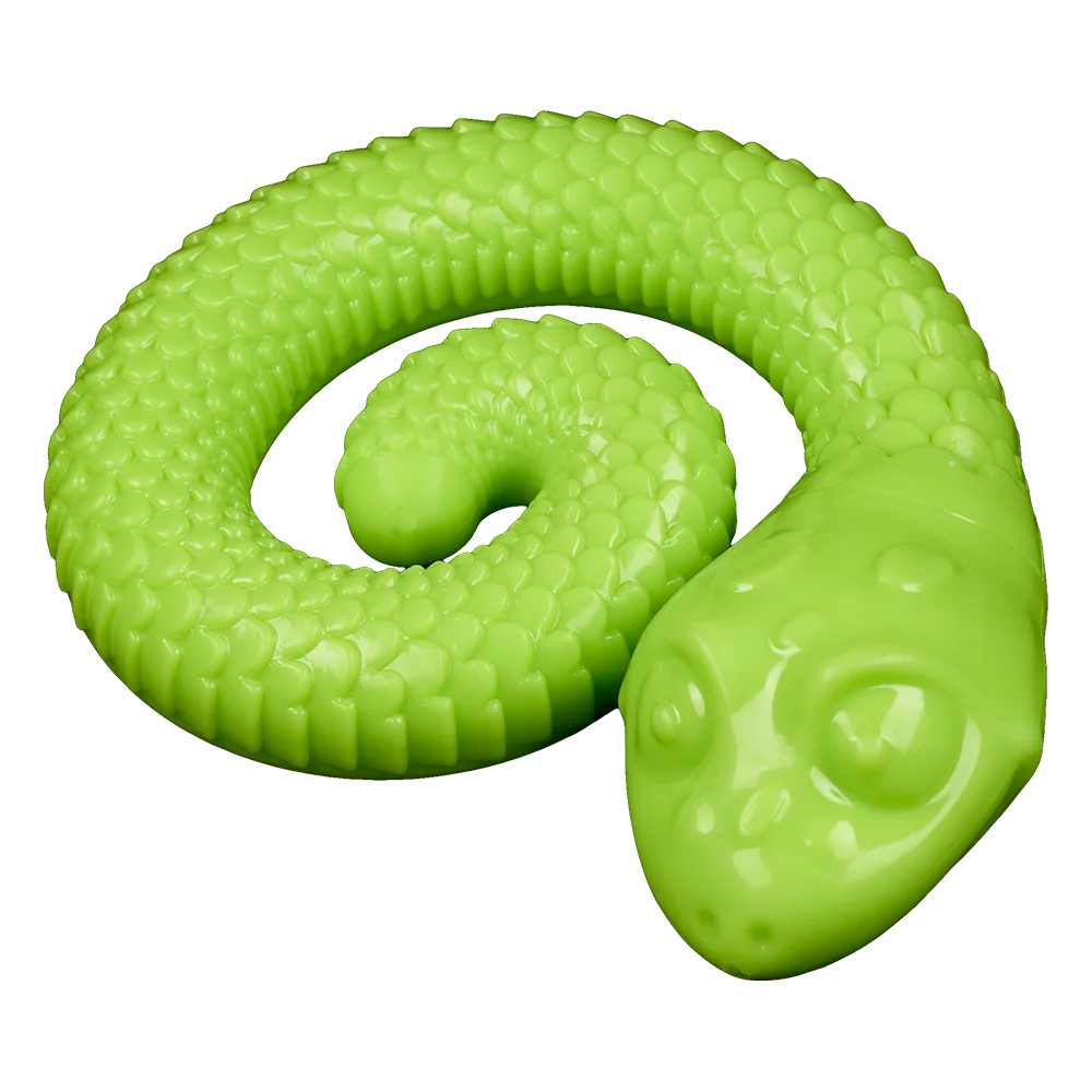 AnimAll GrizZzly Squeaky Snake Dog Toy, Green, 18.4x15x5.6 cm
