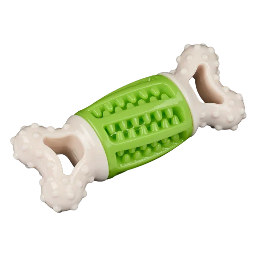 AnimAll GrizZzly Dog Toy: Squeaky Teething Bone, Green, 14.2x5.7x4.7 cm