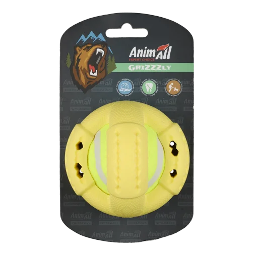 AnimAll GrizZzly CrossFit Tennis Ball for Dogs, Yellow, S 9.2 cm