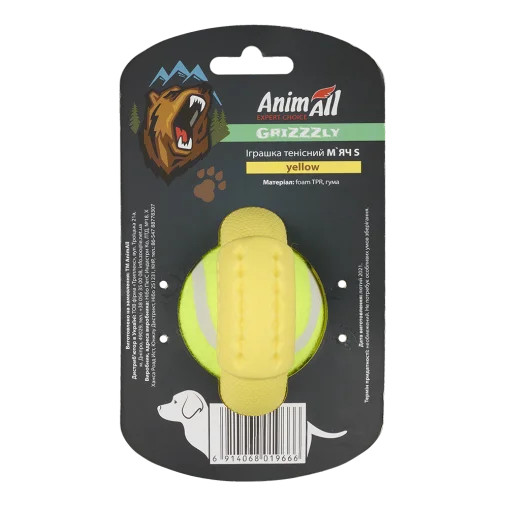 AnimAll GrizZzly CrossFit Tennis Ball for Dogs, Yellow, S 9.2 cm