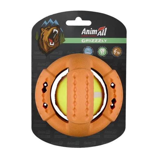 AnimAll GrizZzly CrossFit Tennis Ball for Dogs, Orange, L 11.2 cm