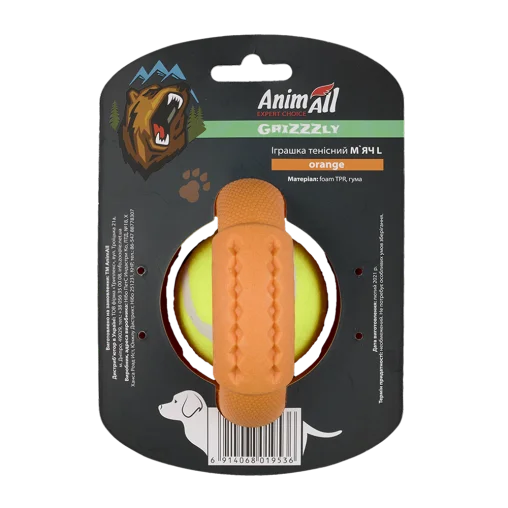 AnimAll GrizZzly CrossFit Tennis Ball for Dogs, Orange, L 11.2 cm