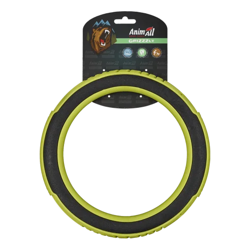 AnimAll GrizZzly Super CrossFit Ring for Dogs, Green, L 24x24x3.25 cm