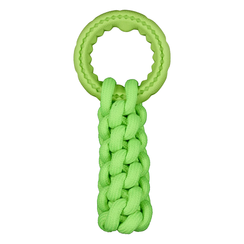 AnimAll GrizZzly CrossFit Rope Toy with Ring for Dogs, Green, 24x10x6 cm