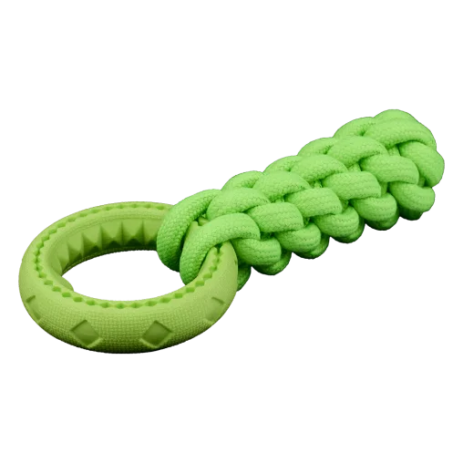AnimAll GrizZzly CrossFit Rope Toy with Ring for Dogs, Green, 24x10x6 cm