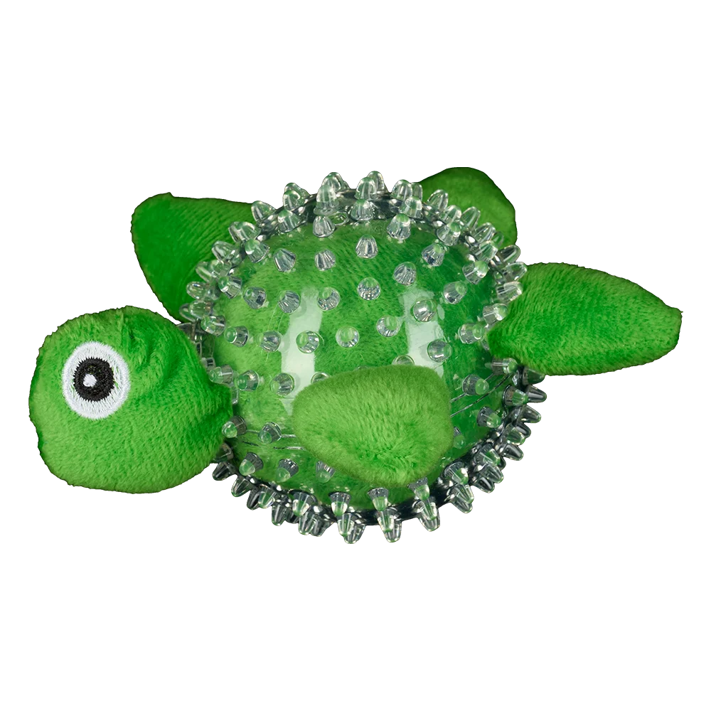 AnimAll GrizZzly Soft Toy Turtle with Squeaker for Dogs, Green, 9 cm