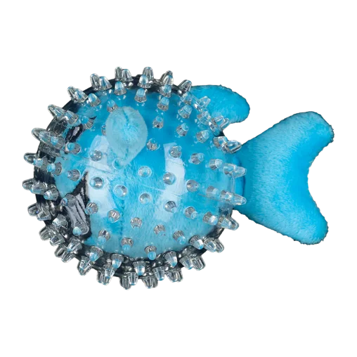 AnimAll GrizZzly Soft Toy Shark with Squeaker for Dogs, Blue, 9 cm
