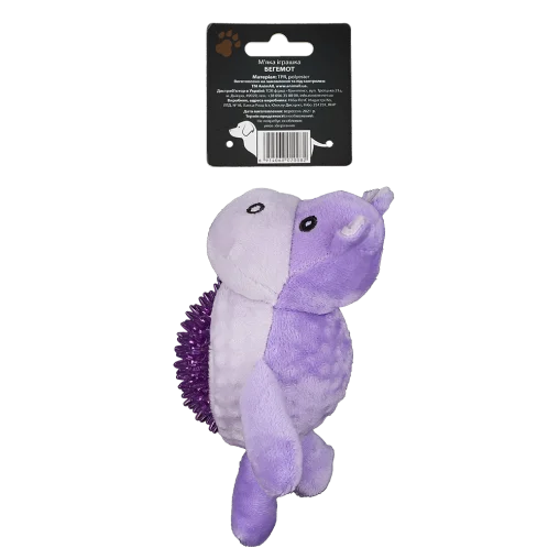 AnimAll GrizZzly Soft Toy Hippopotamus with Squeaker for Dogs, polyester, 19x18x8 cm