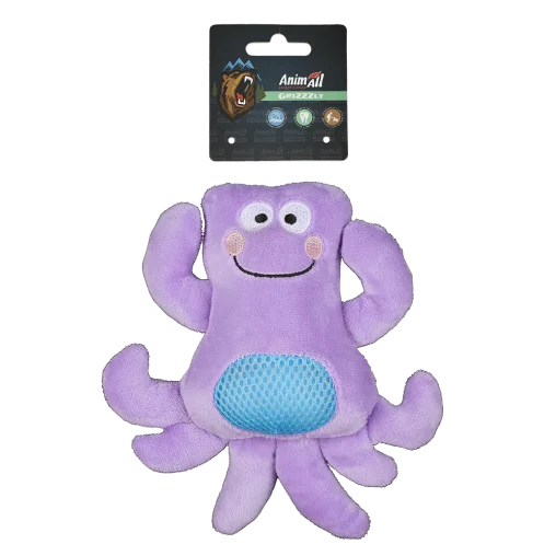 AnimАll GrizZzly Soft Octopus Squeaky Dog Toy, polyester, 17x18x6 cm