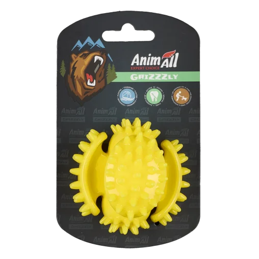 AnimAll GrizZzly Multi-Ball Toy with Squeaker for Dogs, Yellow, S 7.5 cm